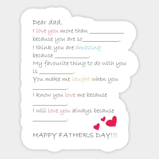 dear dad, with hearts Sticker